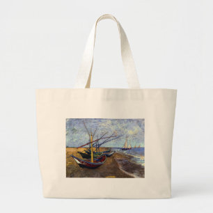 Fishing Boats on Beach Large Tote Bag