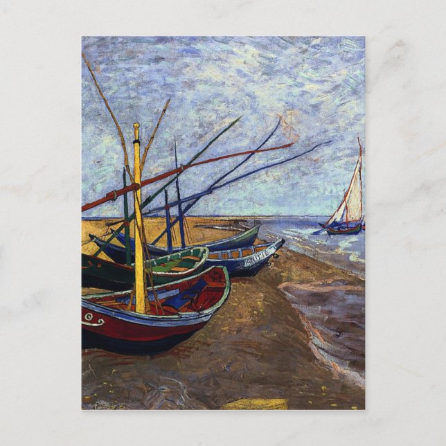 Fishing Boats on Beach Postcard (Front)
