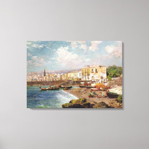 Fishing Boats on the Beach at Marinella, Naples (o Canvas Print