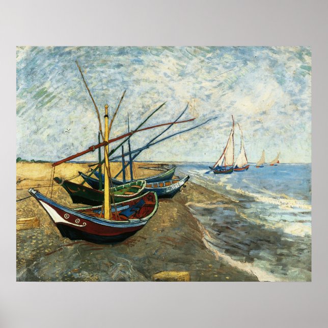 Fishing Boats on the Beach at Saints-Maries Poster (Front)
