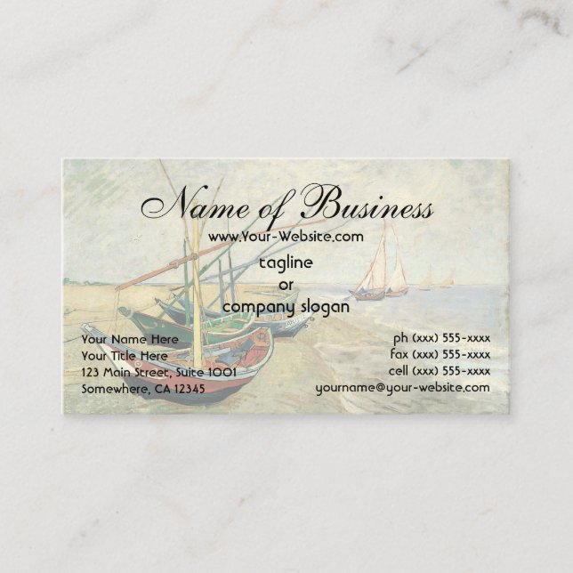 Fishing Boats on the Beach by Vincent van Gogh Business Card (Front)