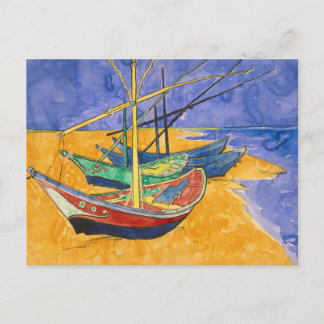 Fishing Boats on the Beach by Vincent Van Gogh Postcard