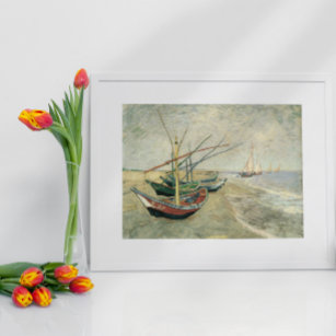Fishing Boats on the Beach by Vincent van Gogh Poster