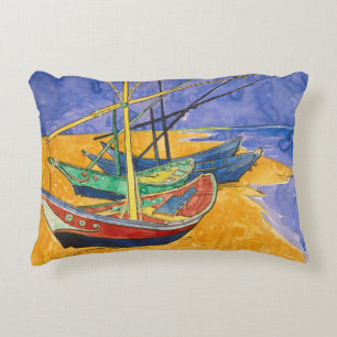 Fishing Boats on the Beach Decorative Cushion