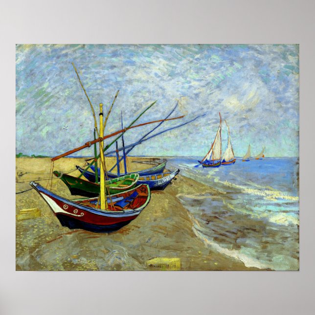 Fishing Boats on the Beach Vincent Van Gogh Print (Front)