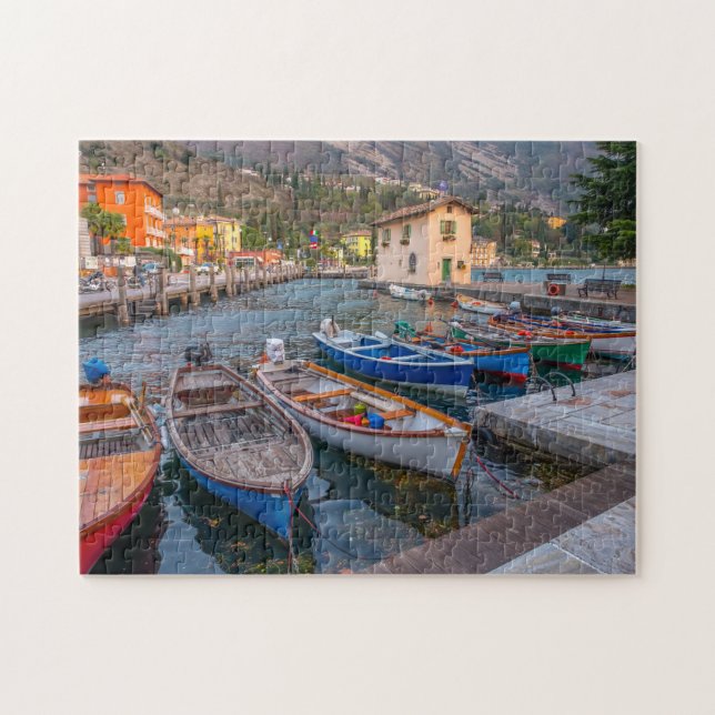 Fishing Boats on the Lake in Riva del Garda Italy Jigsaw Puzzle (Horizontal)