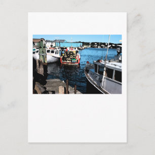 Fishing Boats Painting Postcard