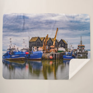 FISHING BOATS SHERPA BLANKET