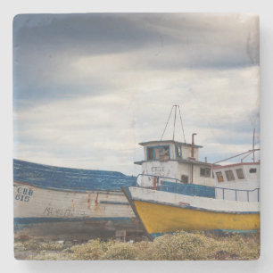 Fishing boats stone coaster