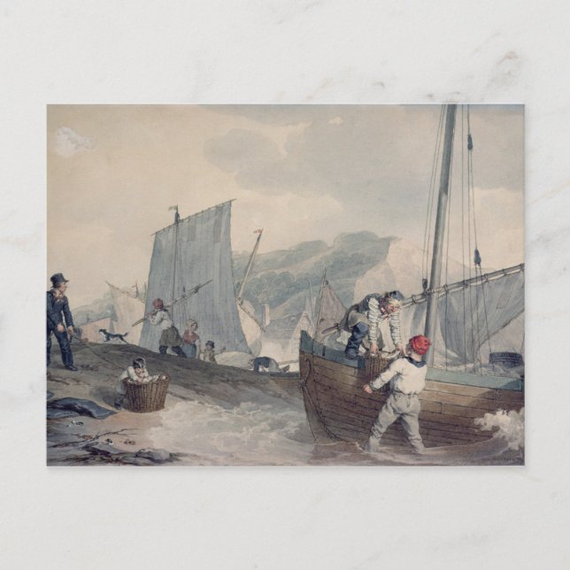 Fishing Boats Unloading Postcard (Front)