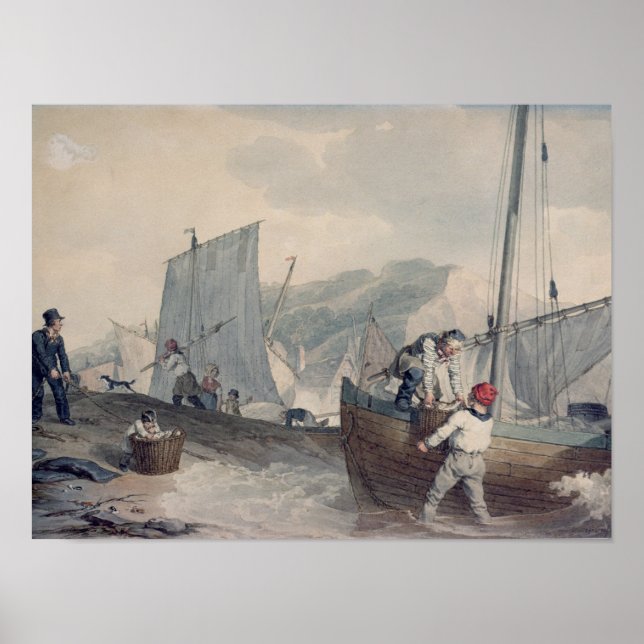 Fishing Boats Unloading Poster (Front)