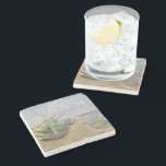 Fishing Boats | Vincent Van Gogh Stone Coaster<br><div class="desc">Fishing Boats on the Beach at Saintes-Maries (1888) by Dutch post-impressionist artist Vincent Van Gogh. Original artwork is an oil on canvas seascape painting depicting several fishing boats on the ocean shore.

Use the design tools to add custom text or personalise the image.</div>
