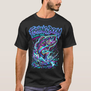 Fishing Boom Cyber Neon Art T-Shirt