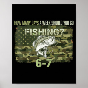 Fishing Boy American Camouflage USA Flag Bass Fish Poster