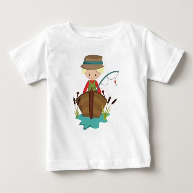 Fishing Boy, Fisherman, Fishing Rod, Blonde Hair Baby T-Shirt (Front)