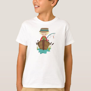 Fishing Boy, Fisherman, Fishing Rod, Blonde Hair T-Shirt