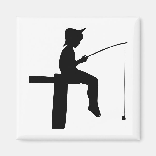 Fishing Boy Silhouette Magnet (Front)