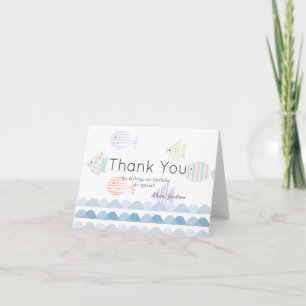 Fishing Boy White Birthday Thank You Card
