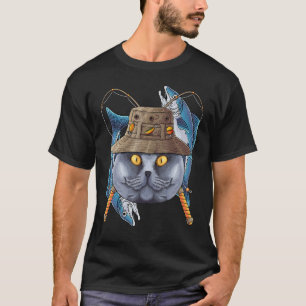 Fishing British Shorthair Outdoor Fisherman Cat Fl T-Shirt