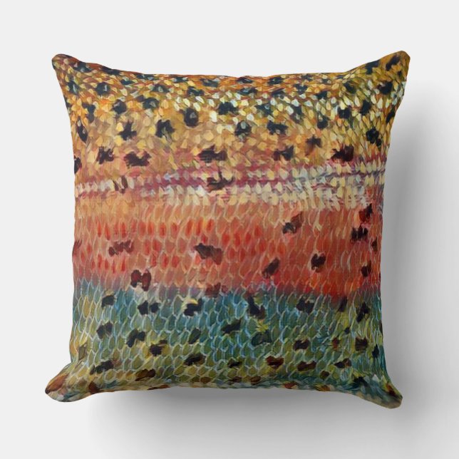 Fishing Brook Trout 20 x 20 Cushion (Front)