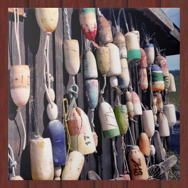Fishing Buoys on Rustic Building Decorative Tile (Creator Uploaded)