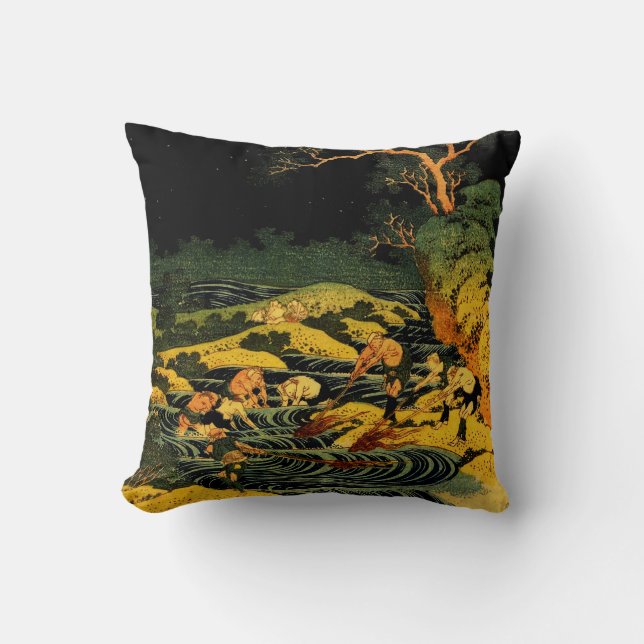 Fishing by Torchlight in Kai Province Cushion (Front)