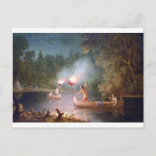 Fishing by Torchlight. Postcard