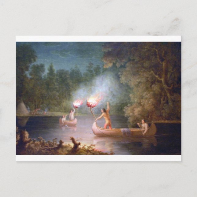 Fishing by Torchlight. Postcard (Front)