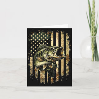 Fishing Camo American Flag B Fish Boy Men Dad Card