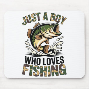 Fishing Camo B Fish Youth Just A Boy Who Loves Fis Mouse Pad