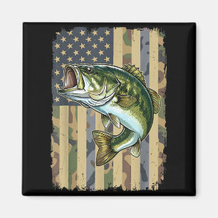 Fishing Camo US American Flag B Fish Fisherman Magnet