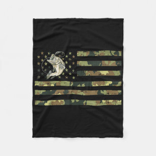 Fishing Camouflage Us American Flag B Fish Fisherm Fleece Blanket
