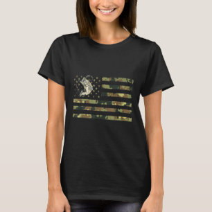 Fishing Camouflage Us American Flag B Fish Fisherm T-Shirt