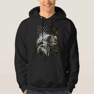 Fishing Camouflage USA Flag for Bass Fisherman Hoodie