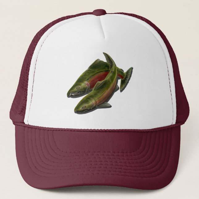Fishing Cap Coho Salmon Fish Caps & Hats (Front)