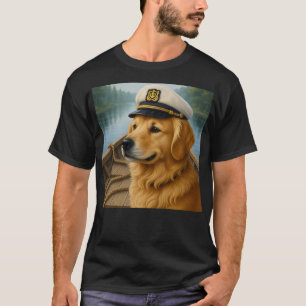 Fishing Captain Golden Retriever Puppy Dog T-Shirt