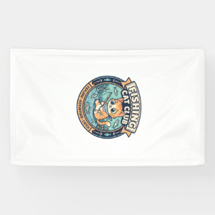 Fishing Cat Cute Cat T-Shirt Design - Fishing Cat  Banner