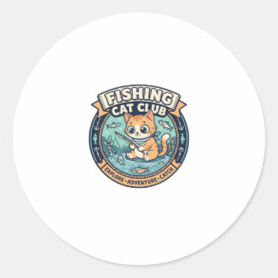 Fishing Cat Cute Cat T-Shirt Design - Fishing Cat  Classic Round Sticker