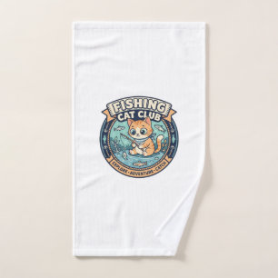 Fishing Cat Cute Cat T-Shirt Design - Fishing Cat  Hand Towel