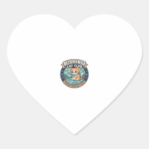 Fishing Cat Cute Cat T-Shirt Design - Fishing Cat  Heart Sticker