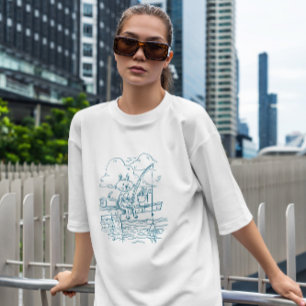 Fishing Cat Doodle T-Shirt