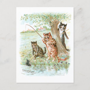 Fishing Cats 2 by Louis Wain Postcard