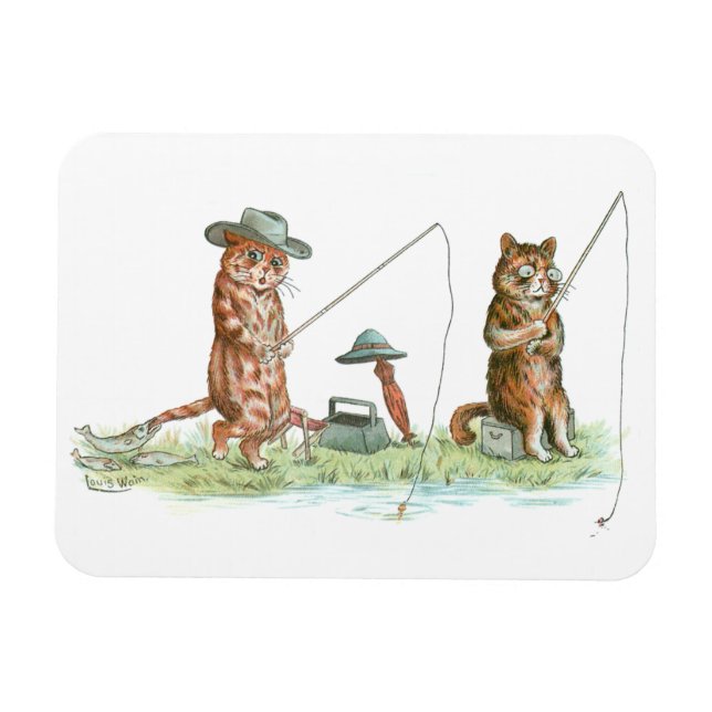 Fishing Cats by Louis Wain Magnet (Horizontal)