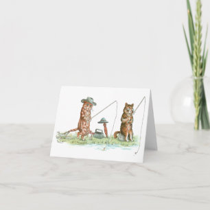 Fishing Cats by Louis Wain Thank You Card