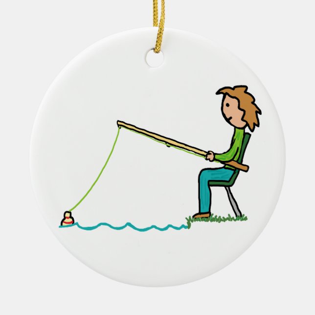 Fishing Ceramic Tree Decoration (Front)