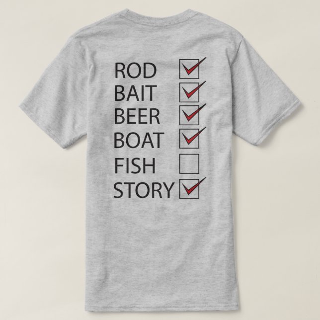 Fishing Check Off List on back Funny Light T-shirt (Design Back)