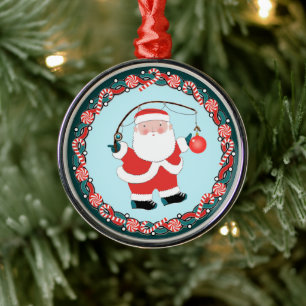 Fishing Christmas Ceramic Orna Metal Tree Decoration