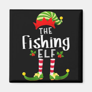 Fishing Christmas Elf Matching Pajama X-mas Party  Magnet