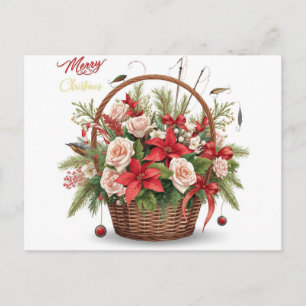 Fishing Christmas gift basket for Fishing Lovers Holiday Postcard