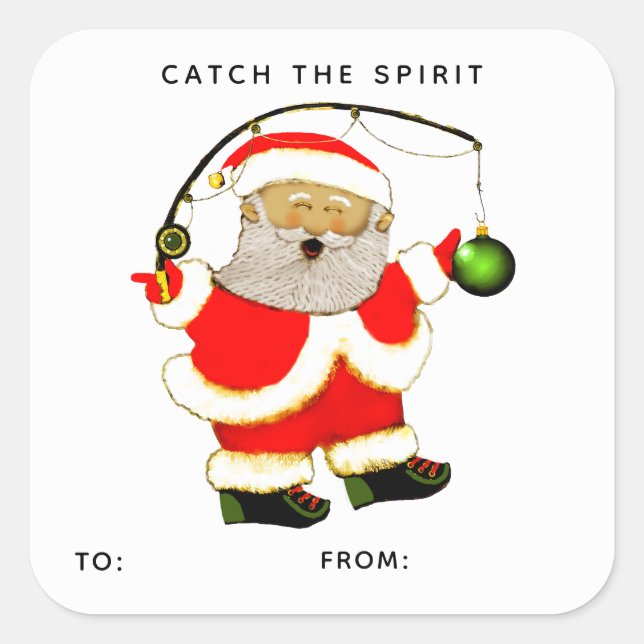 Fishing Christmas Holiday Gift Tags (Front)